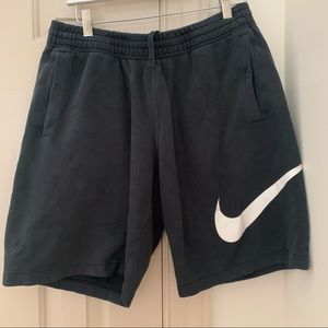 Men’s Nike Black Sweatshorts with White Swoosh